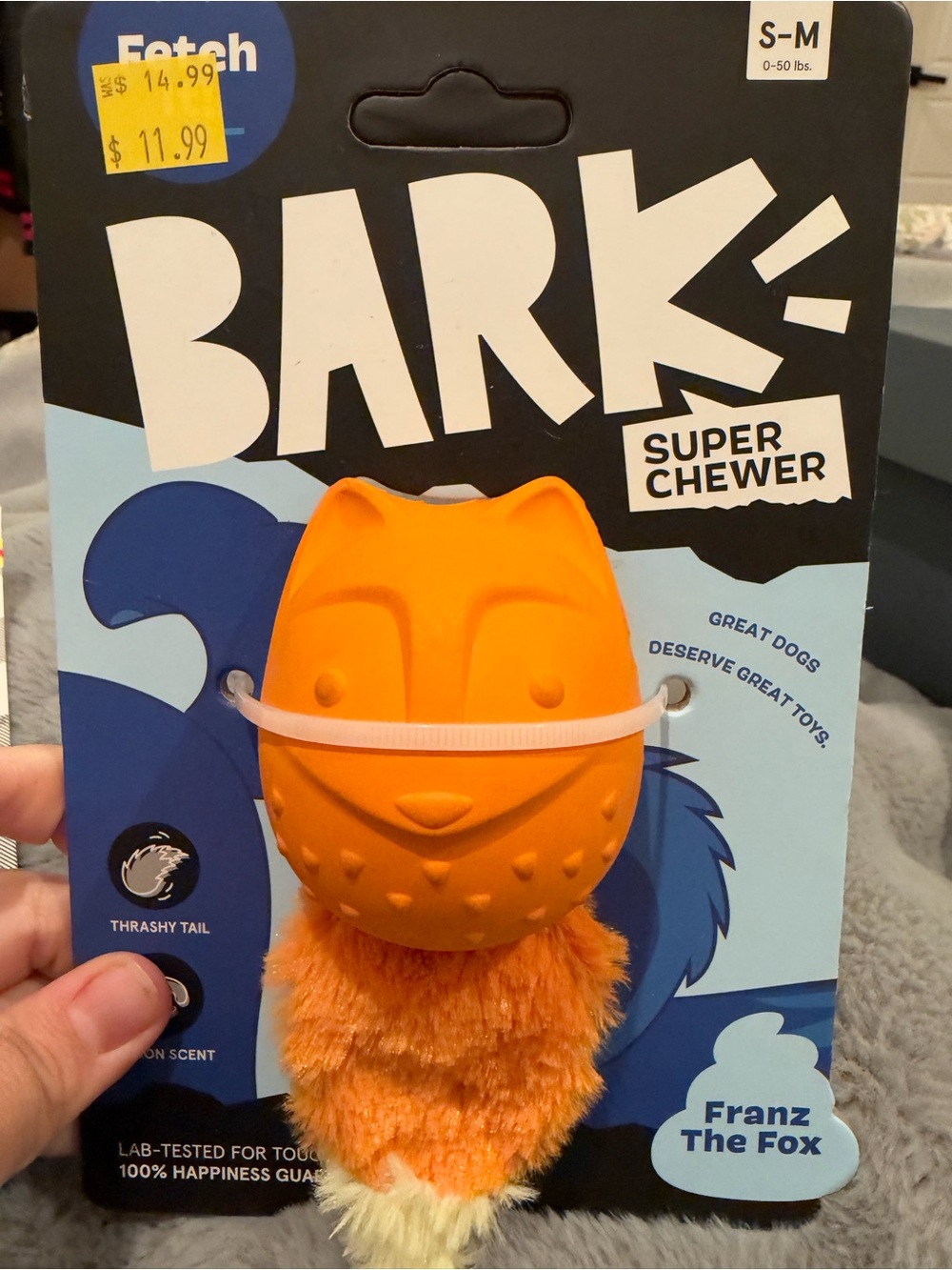 Bark Franz The Fox Super Chewer Toy — Orange with Cream Tail